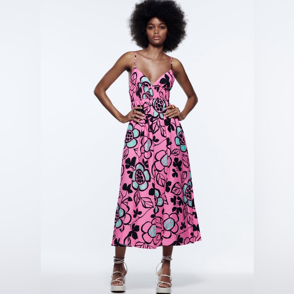 Zara Printed Poplin Dress Size S